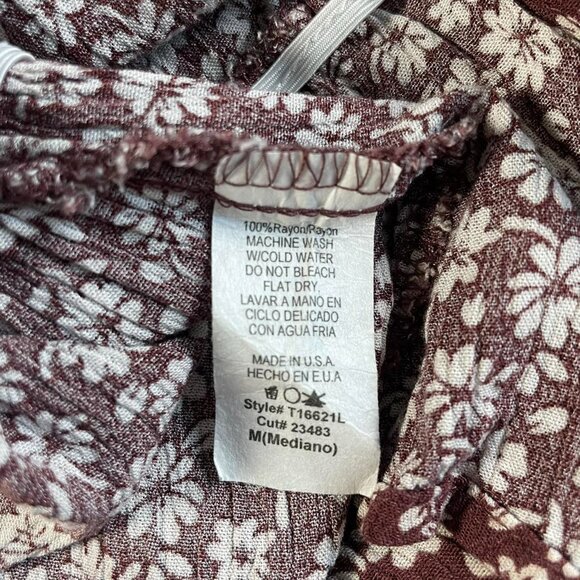 Final Touch Brown & White Floral Tie Blouse – Size Medium – Made in USA - Picture 6 of 6